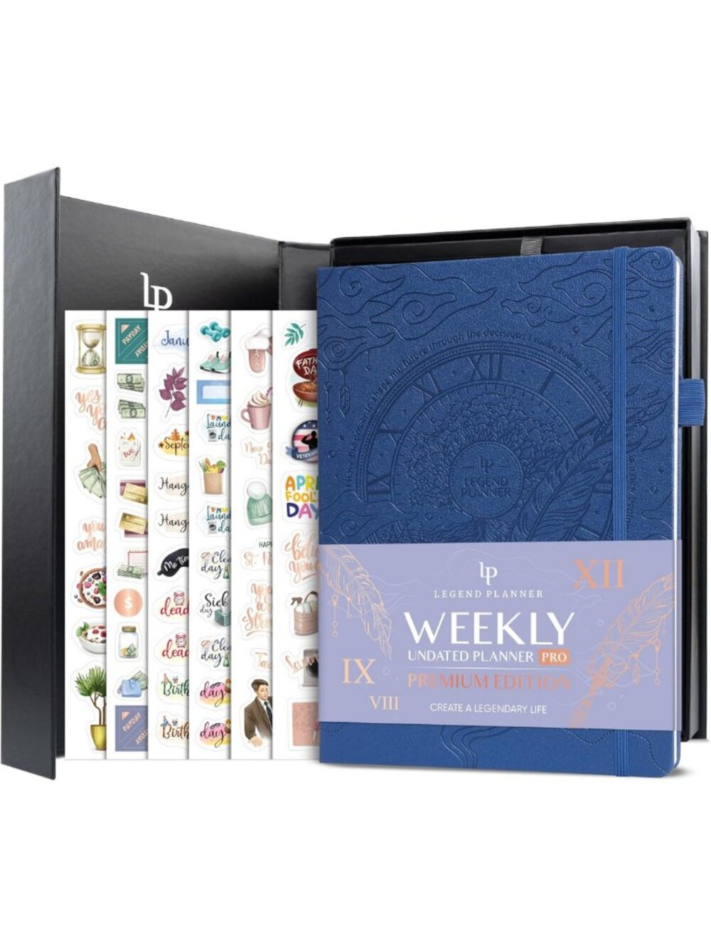 Premium Undated Weekly & Monthly Planner with Budget Tracker - Mystic Blue